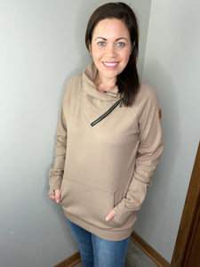 Classic Zoey ZipCowl Sweatshirt - Mocha