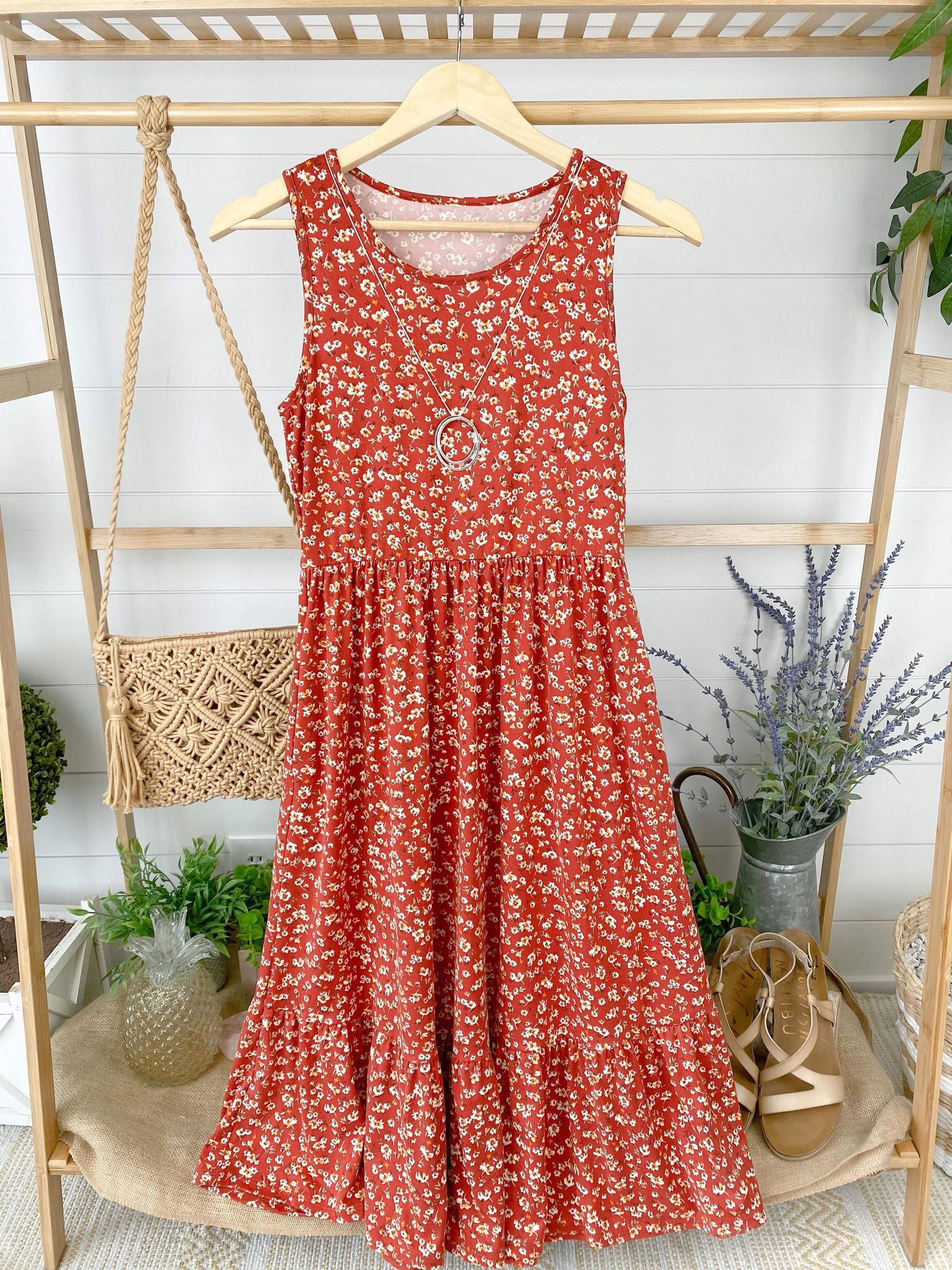 **Bailey Dress - Rust Floral