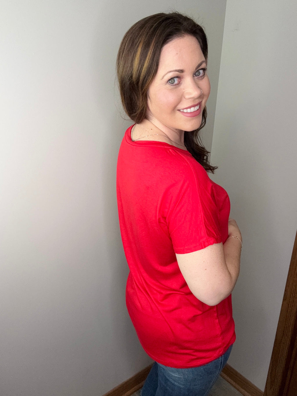 The Easy Pocket Tee In Red FINAL SALE