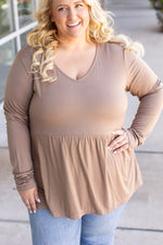 Load image into Gallery viewer, Long Sleeve Sarah Ruffle - Mocha
