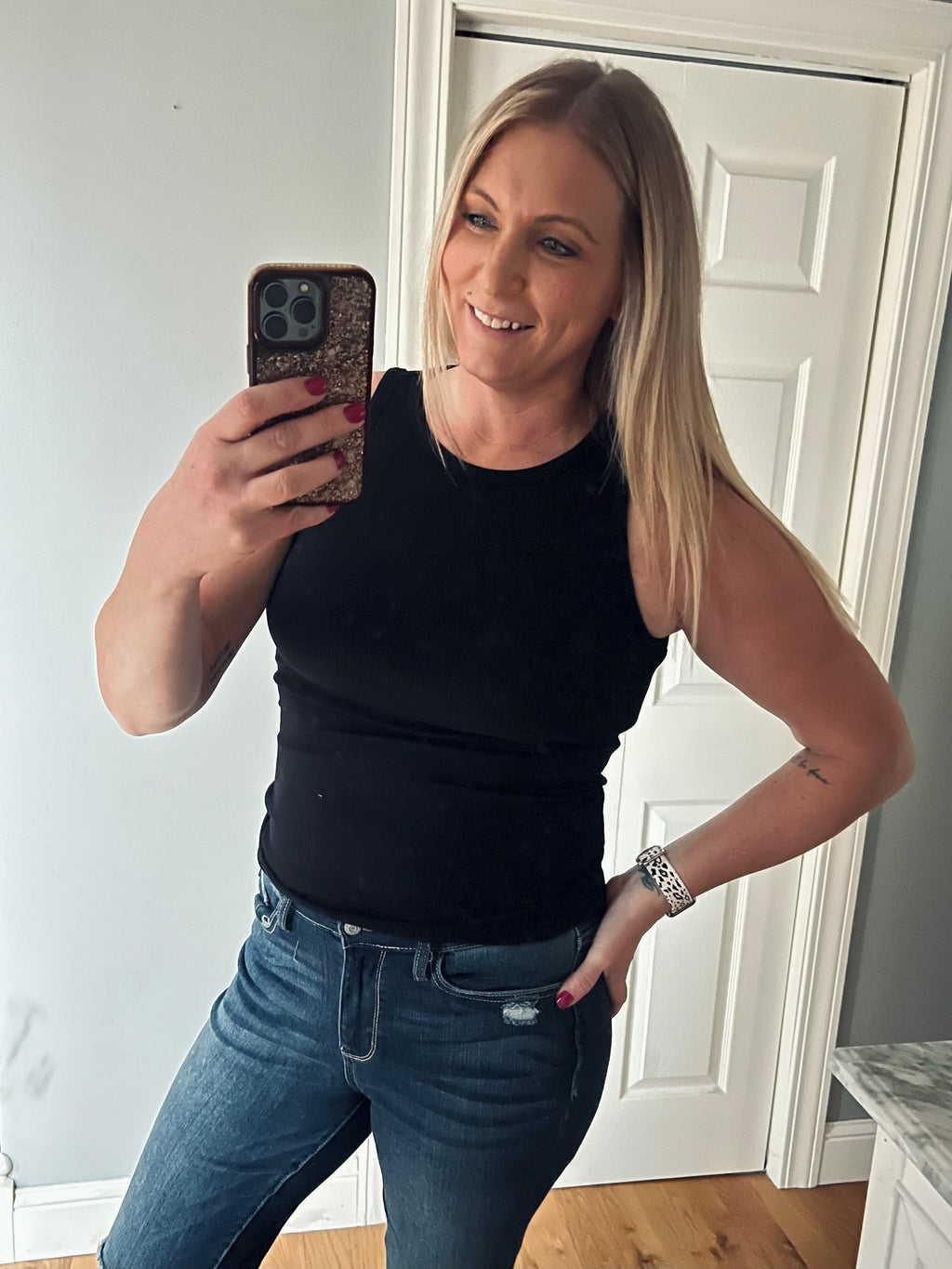 The Tara Ribbed Tank in Black