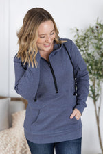 Load image into Gallery viewer, SALE! Pixie Pocket Halfzip Hoodie - Heathered Navy
