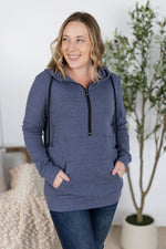 Load image into Gallery viewer, SALE! Pixie Pocket Halfzip Hoodie - Heathered Navy
