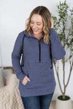 Load image into Gallery viewer, SALE! Pixie Pocket Halfzip Hoodie - Heathered Navy
