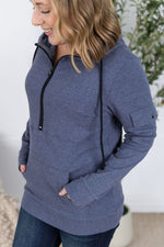 Load image into Gallery viewer, SALE! Pixie Pocket Halfzip Hoodie - Heathered Navy
