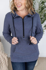 Load image into Gallery viewer, SALE! Pixie Pocket Halfzip Hoodie - Heathered Navy
