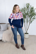 Load image into Gallery viewer, SALE! Natalie Pullover - Autumn Purple Abstract and Navy

