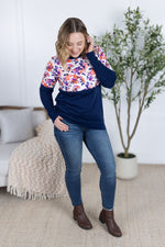 Load image into Gallery viewer, SALE! Natalie Pullover - Autumn Purple Abstract and Navy
