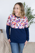 Load image into Gallery viewer, SALE! Natalie Pullover - Autumn Purple Abstract and Navy
