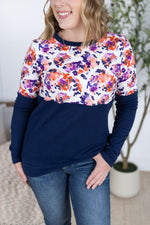 Load image into Gallery viewer, SALE! Natalie Pullover - Autumn Purple Abstract and Navy
