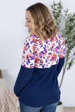 Load image into Gallery viewer, SALE! Natalie Pullover - Autumn Purple Abstract and Navy
