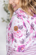 Load image into Gallery viewer, Hailey Pullover Hoodie - Autumn Blossom and Stripes
