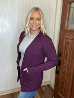Load image into Gallery viewer, Check The Gauge Cardigan In Dark Plum
