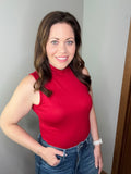 Scarlet Mock Mock Neck Tank In Red FINAL SALE