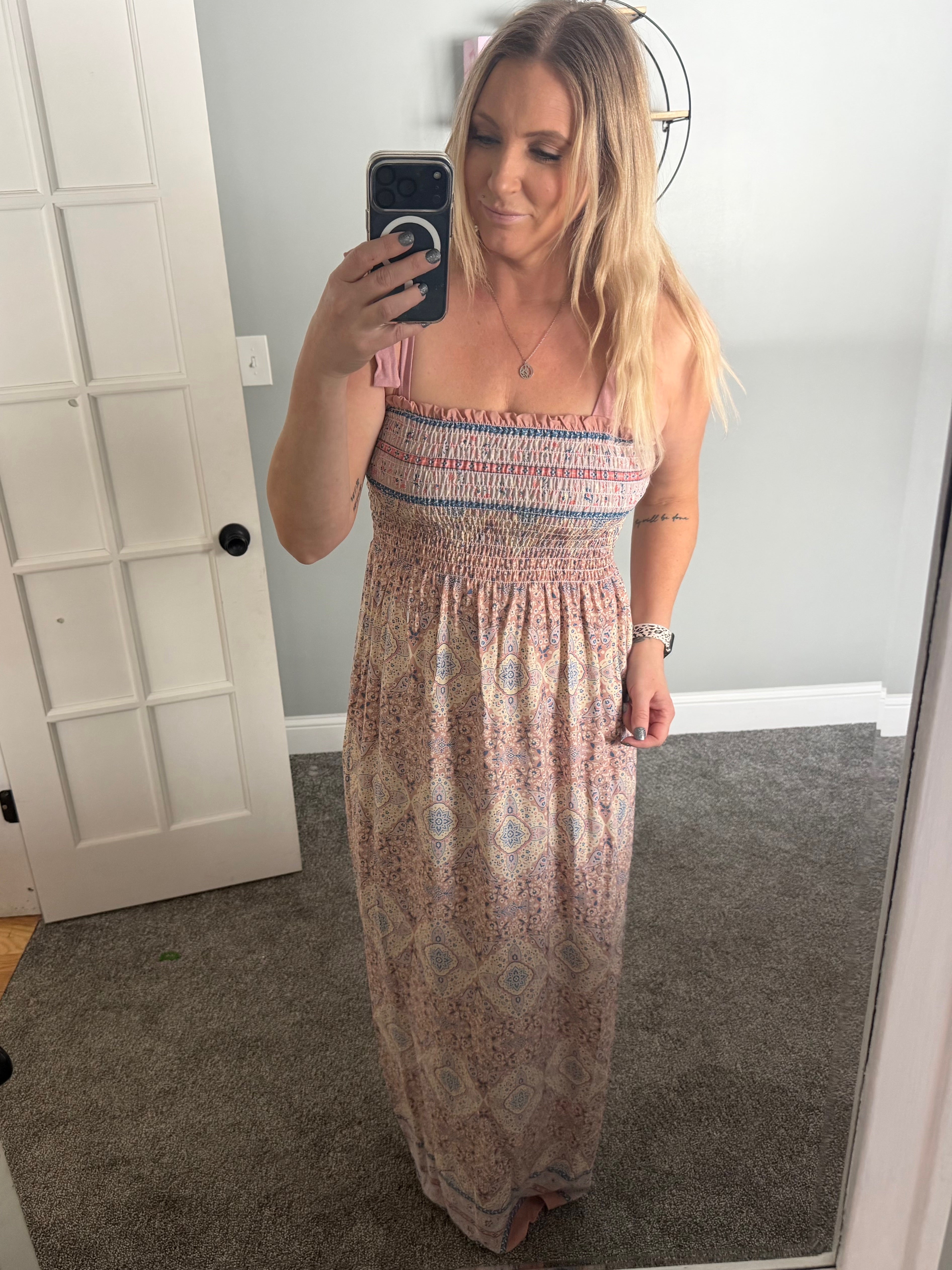 Desert Blush Smocked Maxi Dress FINAL SALE