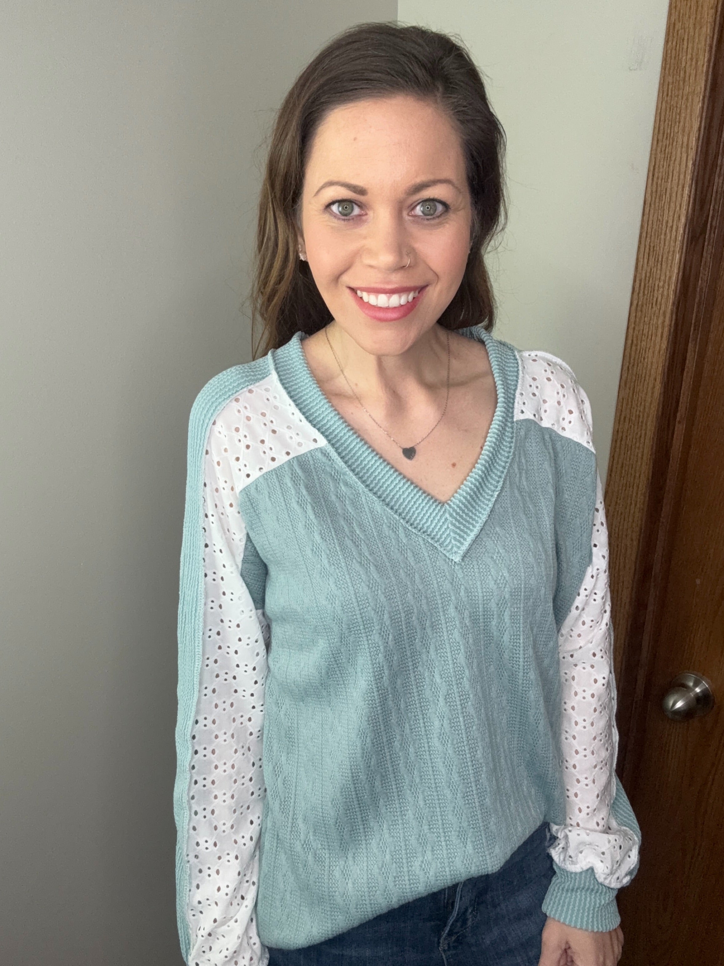 Lace Haven Top in Sage