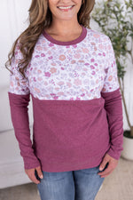 Load image into Gallery viewer, SALE! Natalie Pullover - Pink Fall Vintage Floral and Raspberry
