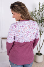 Load image into Gallery viewer, SALE! Natalie Pullover - Pink Fall Vintage Floral and Raspberry
