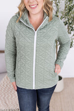 Load image into Gallery viewer, Geometric Fullzip Hoodie - Sage
