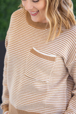 Load image into Gallery viewer, SALE! Miley Striped Sweater - Latte
