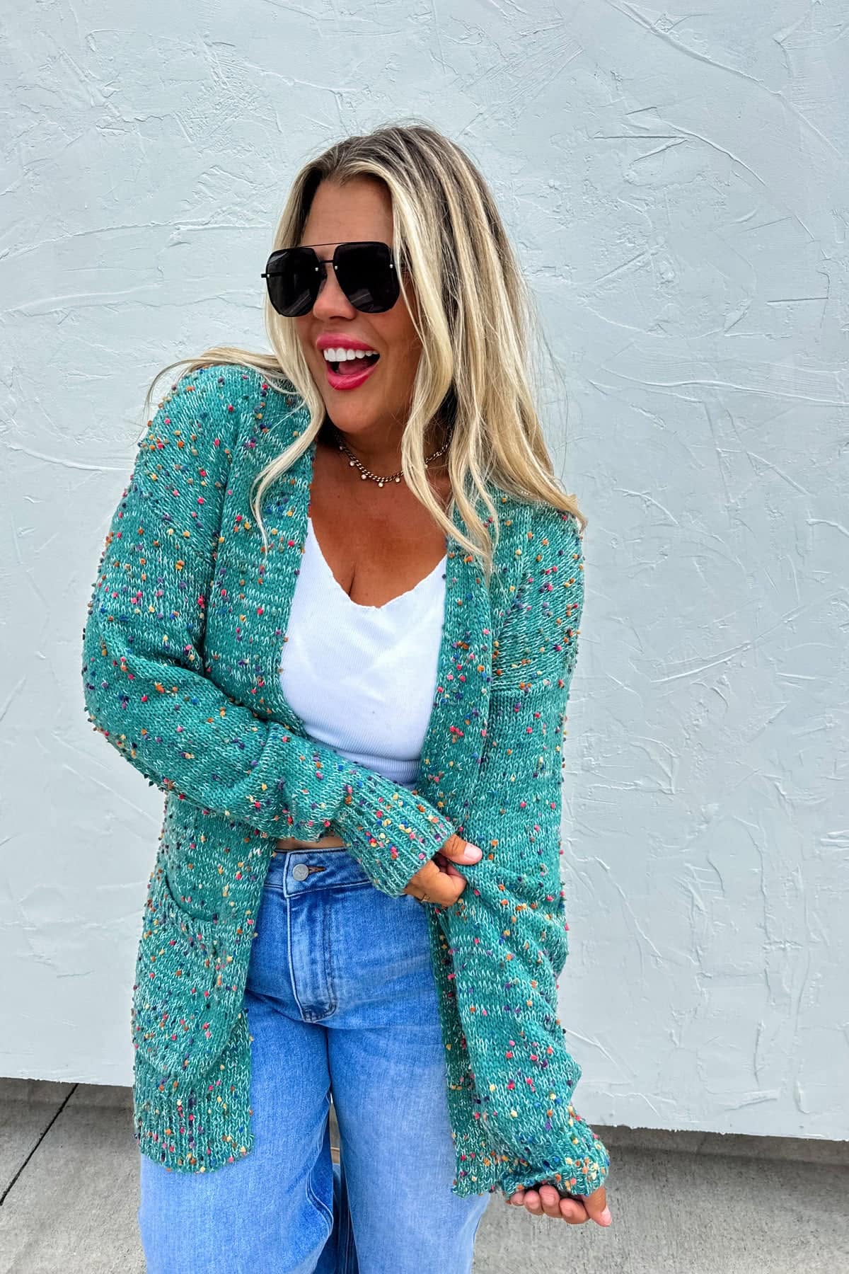 Miley Dot Cardigan in Teal