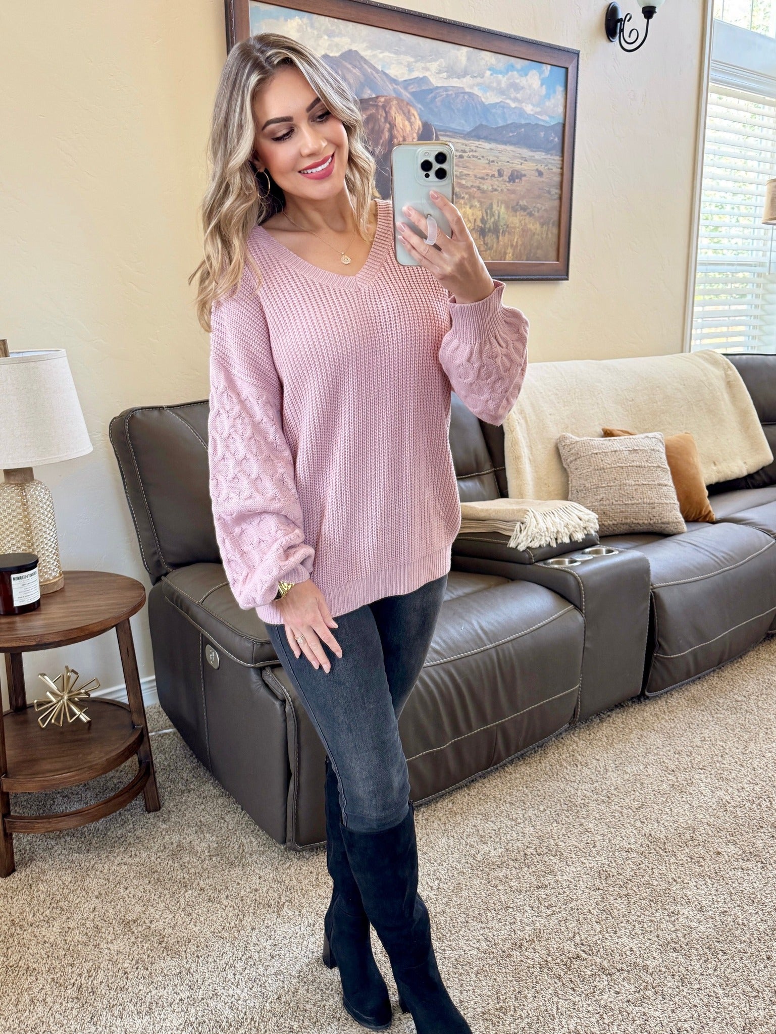 SALE! Talina Textured Sweater - Rose