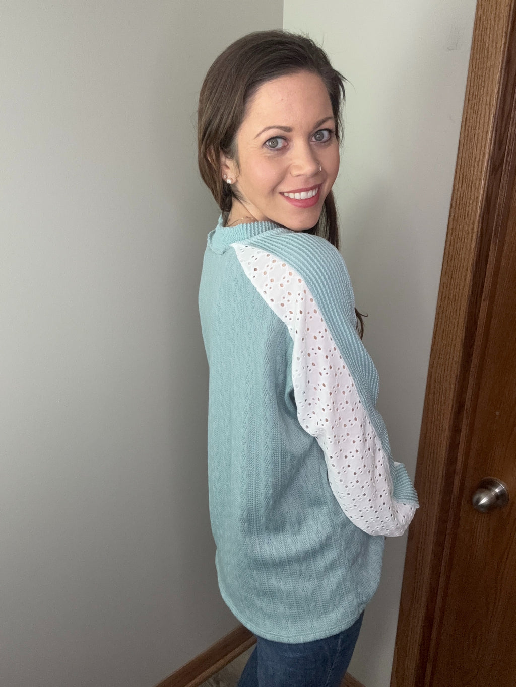 Lace Haven Top in Sage