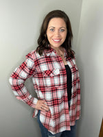 Load image into Gallery viewer, Pair This Flannel In White/Red
