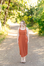 Load image into Gallery viewer, Reagan Ribbed Midi Dress - Rust
