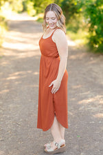 Load image into Gallery viewer, Reagan Ribbed Midi Dress - Rust
