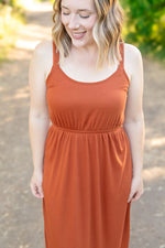 Load image into Gallery viewer, Reagan Ribbed Midi Dress - Rust
