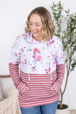 Load image into Gallery viewer, Hailey Pullover Hoodie - Pink Bloom and Stripes
