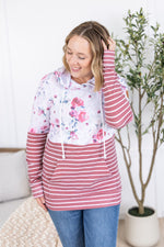 Load image into Gallery viewer, Hailey Pullover Hoodie - Pink Bloom and Stripes
