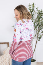 Load image into Gallery viewer, Hailey Pullover Hoodie - Pink Bloom and Stripes

