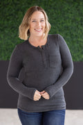 SALE! Georgia Long Sleeve Top - Charcoal