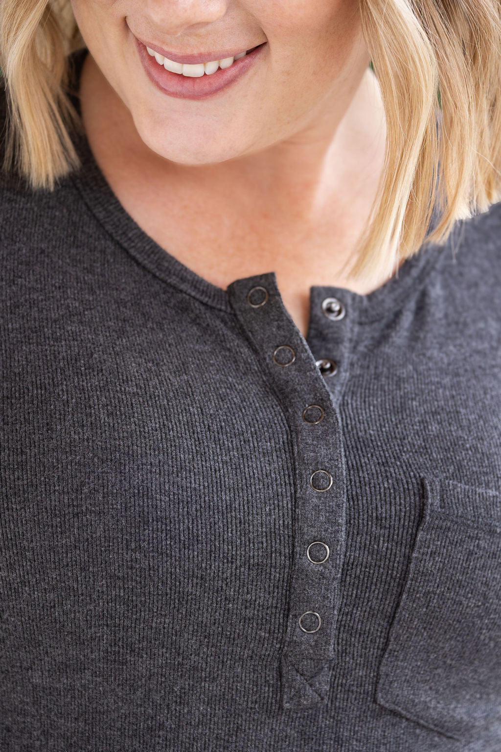 SALE! Georgia Long Sleeve Top - Charcoal