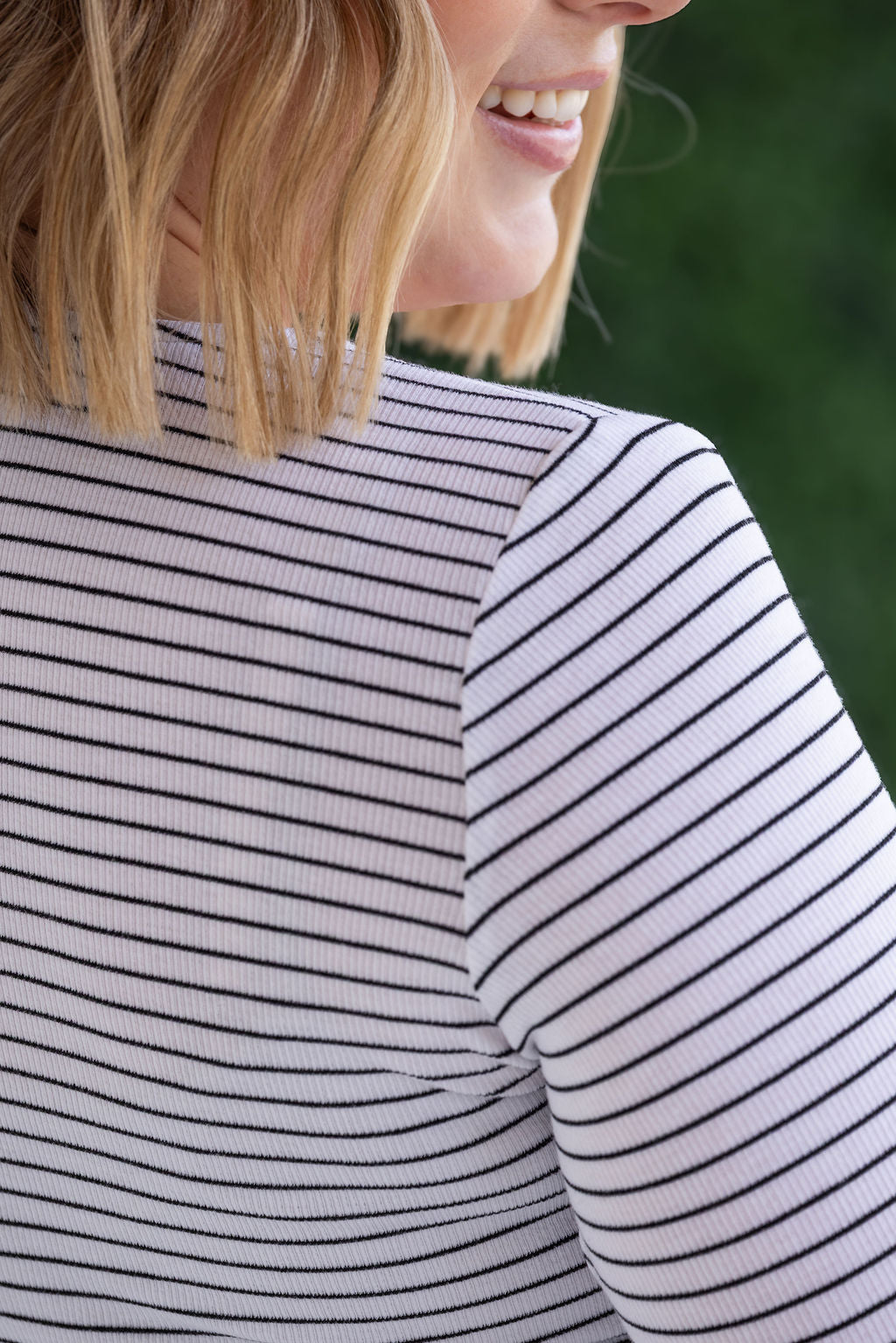 SALE! Striped Henley Long Sleeve - White