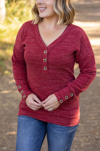 Brittney Button Sweater - Berry