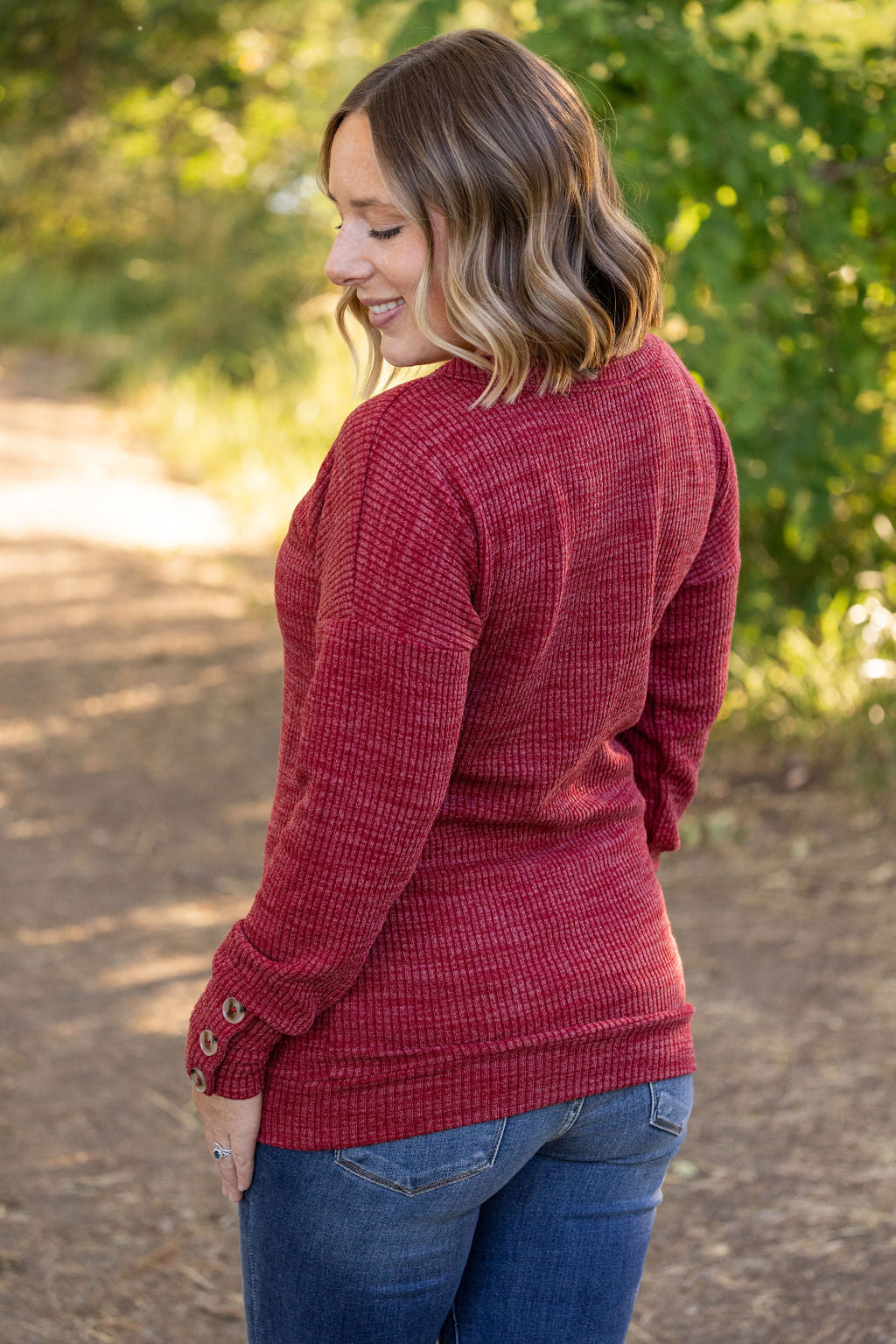 Brittney Button Sweater - Berry