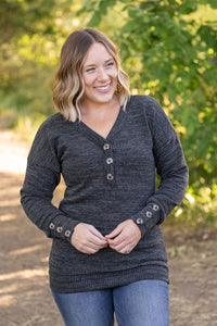 Brittney Button Sweater - Charcoal