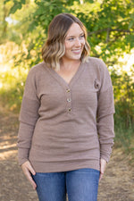 Load image into Gallery viewer, Brittney Button Sweater - Mocha
