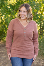 Load image into Gallery viewer, Brittney Button Sweater - Terra Cotta
