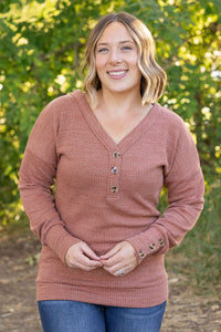 Brittney Button Sweater - Terra Cotta