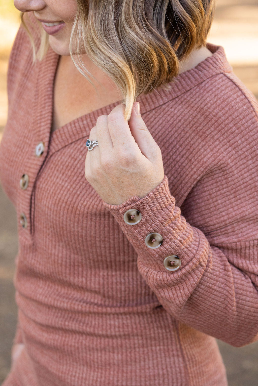 Brittney Button Sweater - Terra Cotta