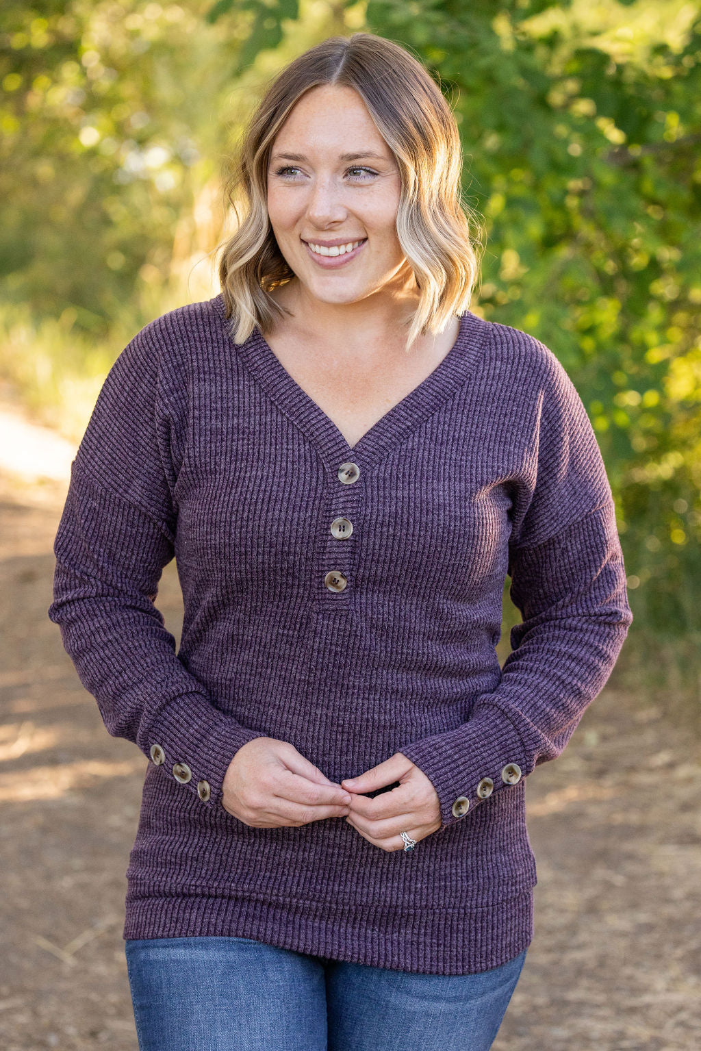 **Brittney Button Sweater - Purple