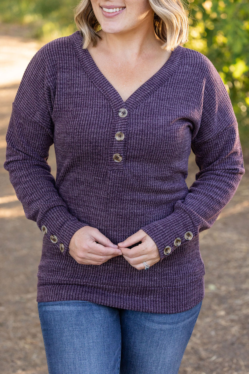 **Brittney Button Sweater - Purple