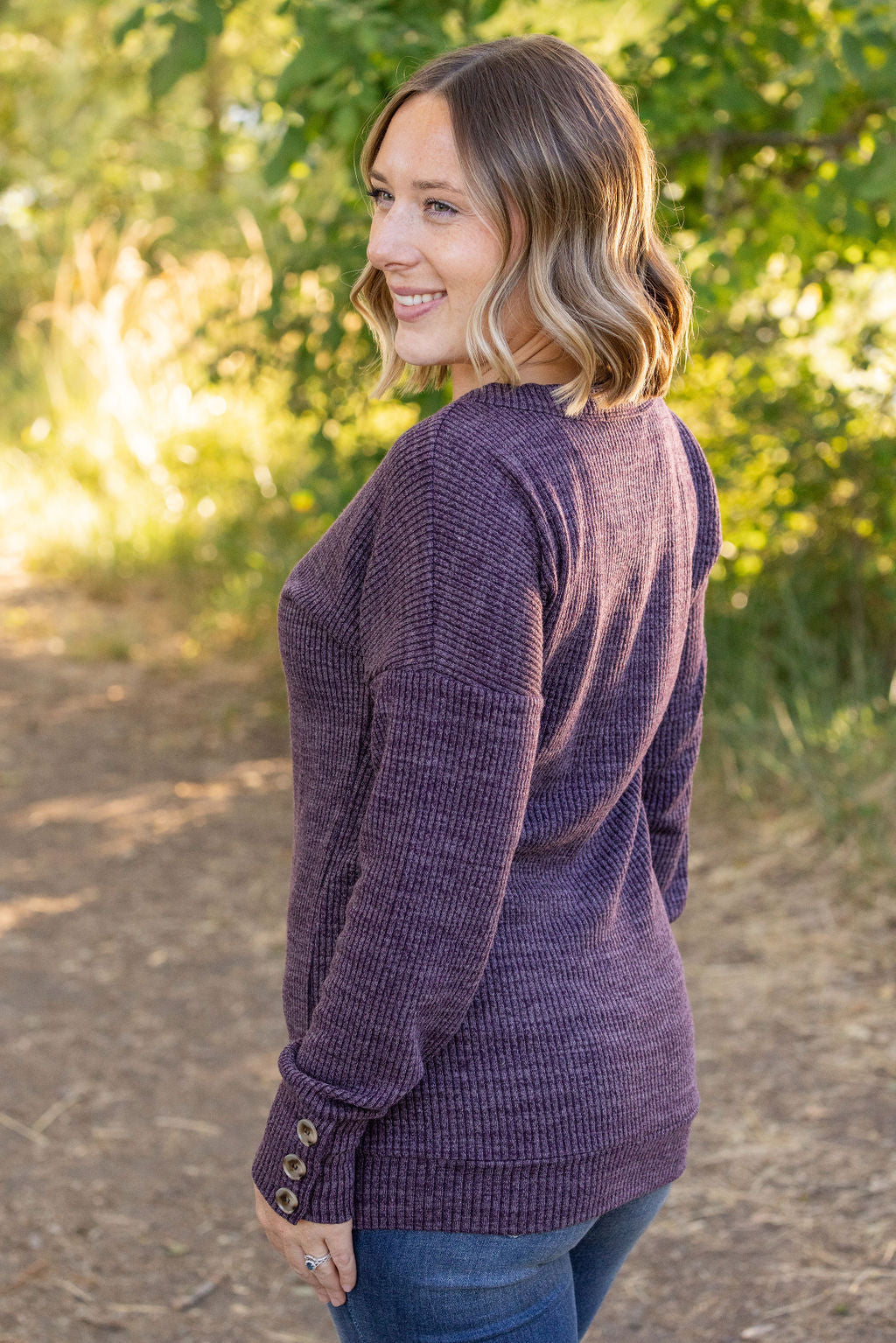 **Brittney Button Sweater - Purple