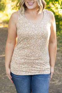 Luxe Crew Tank - Tan Floral