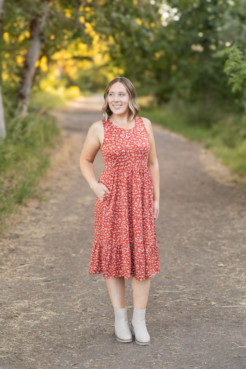 **Bailey Dress - Rust Floral