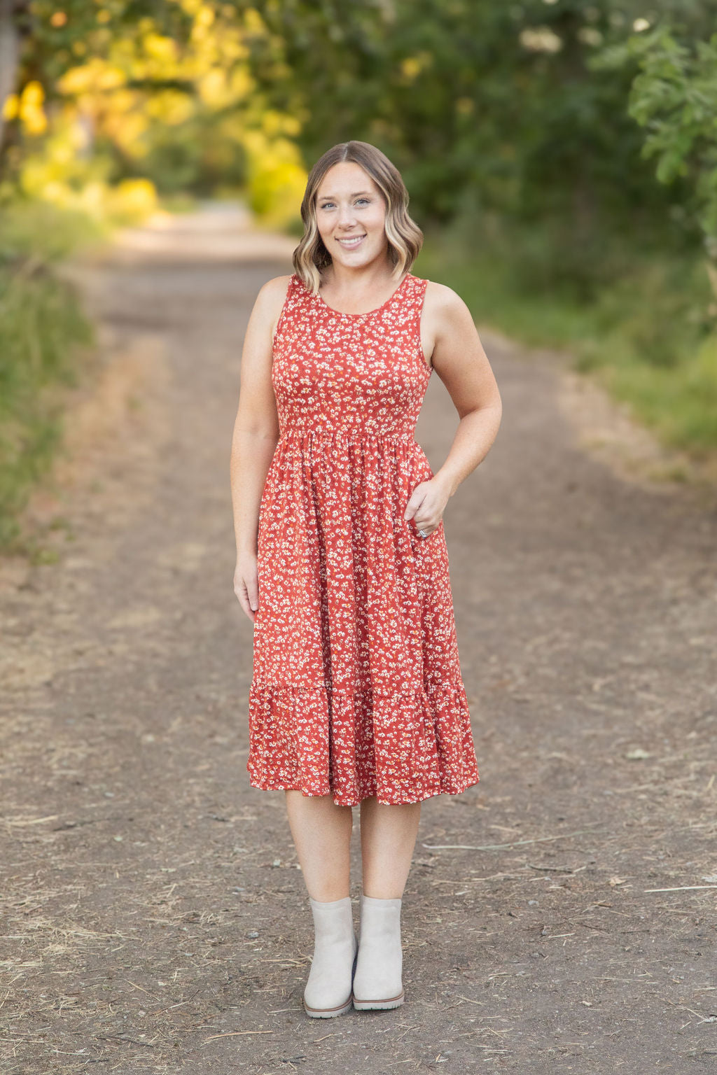 **Bailey Dress - Rust Floral